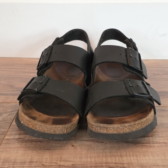 Birkenstock Milano Black Leather Strap Sandals Size 37 - Picture 2 of 8